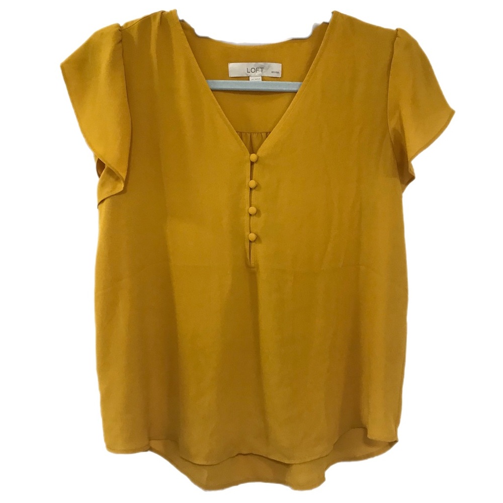 Loft Yellow V-Neck Blouse